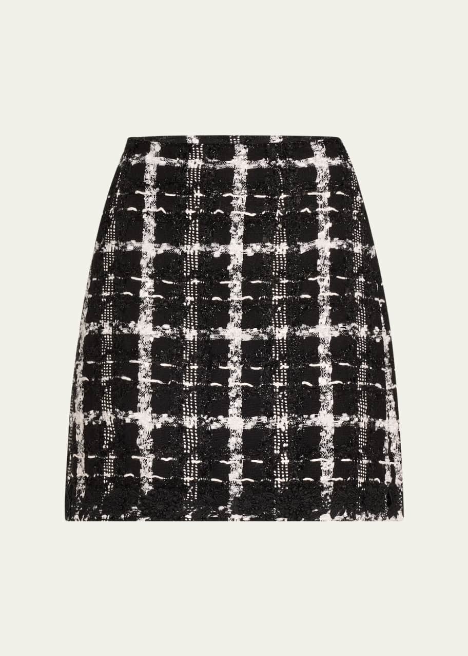 Image 1 of 1: Metallic Check Tweed A-Line Mini Skirt