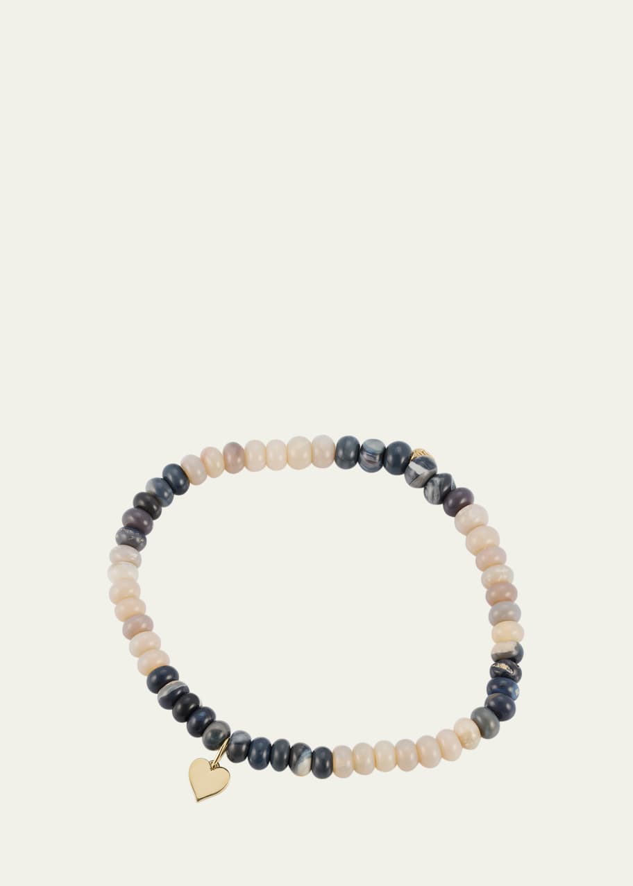 Image 1 of 1: Opal and 14K Gold Tiny Pure Heart Charm Bracelet