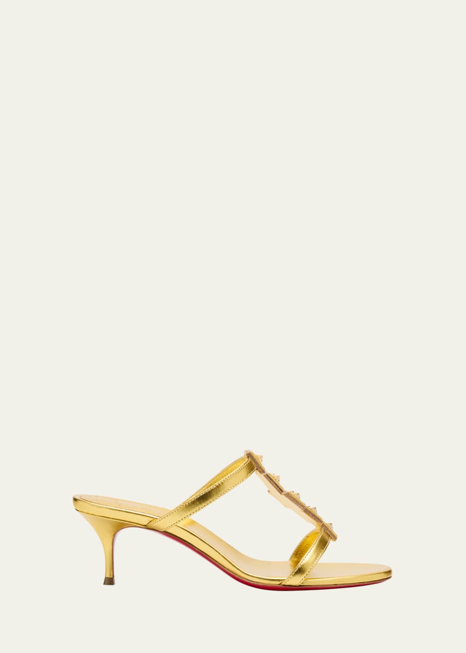 Image 1 of 1: Diwalina Spike Metallic Nappa Leather Sandals