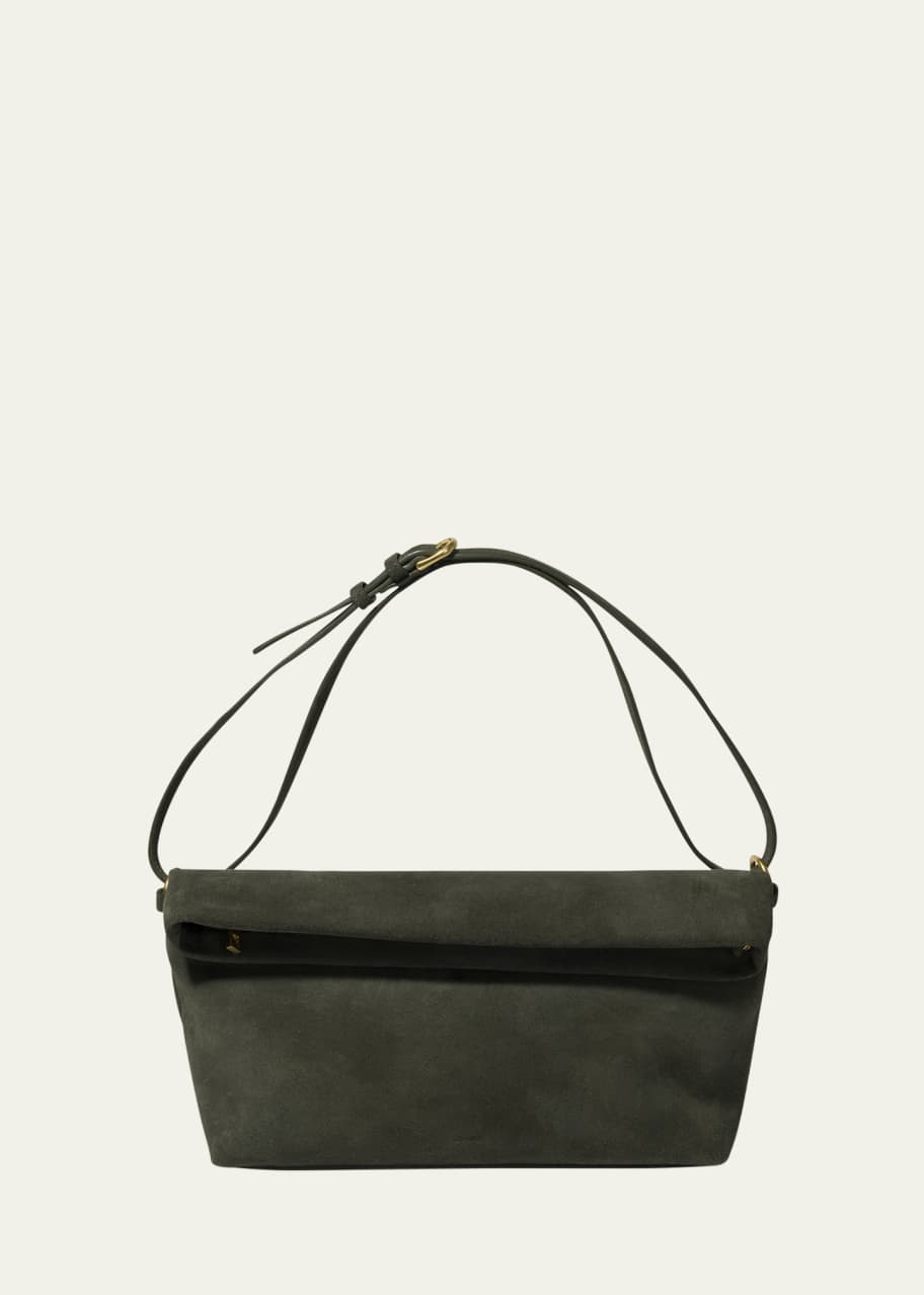 Image 1 of 1: Phoenix Fold-Over Flap Suede Tote Bag