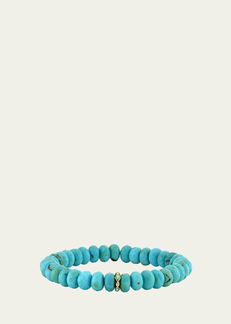 Image 1 of 1: Turquoise and Diamond Bezel Rondelle Bracelet, 8mm