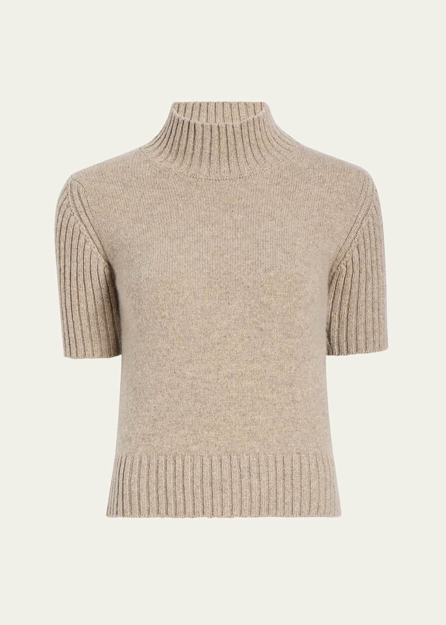 Khaite Talvi Turtleneck Short-Sleeve Cashmere Sweater Bergdorf