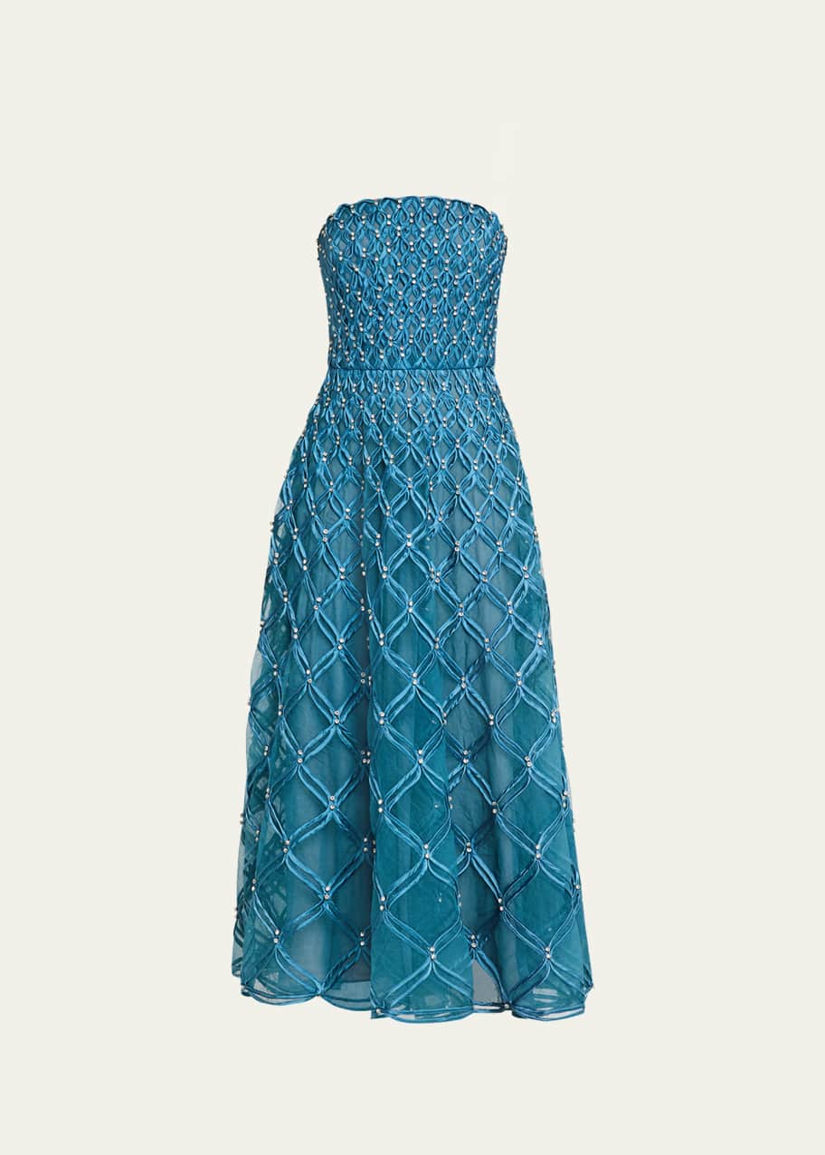 Image 1 of 1: Xolani Strapless Embellished Midi Dress