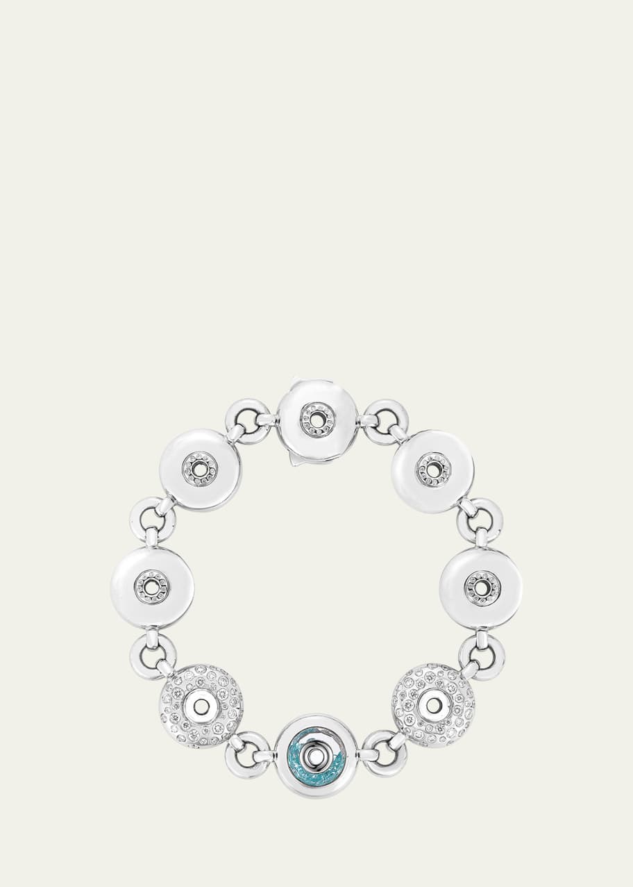 Image 1 of 1: 18K White Gold Arco Paraiba Tourmaline and Diamond Kaleidoscope Shaker Bracelet