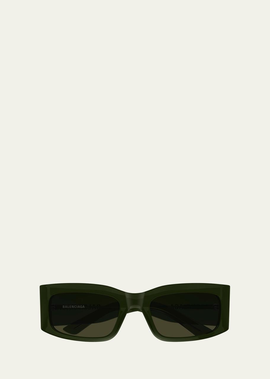 Balenciaga Men's BB0328S Acetate and Nylon Rectangle Sunglasses