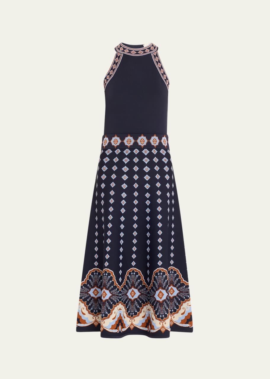 green emerald velvet dress The Ribbed Mock Neck Midi Dress main image 0