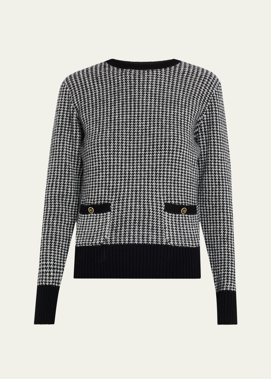 Image 1 of 1: Houndstooth Wool Sweater
