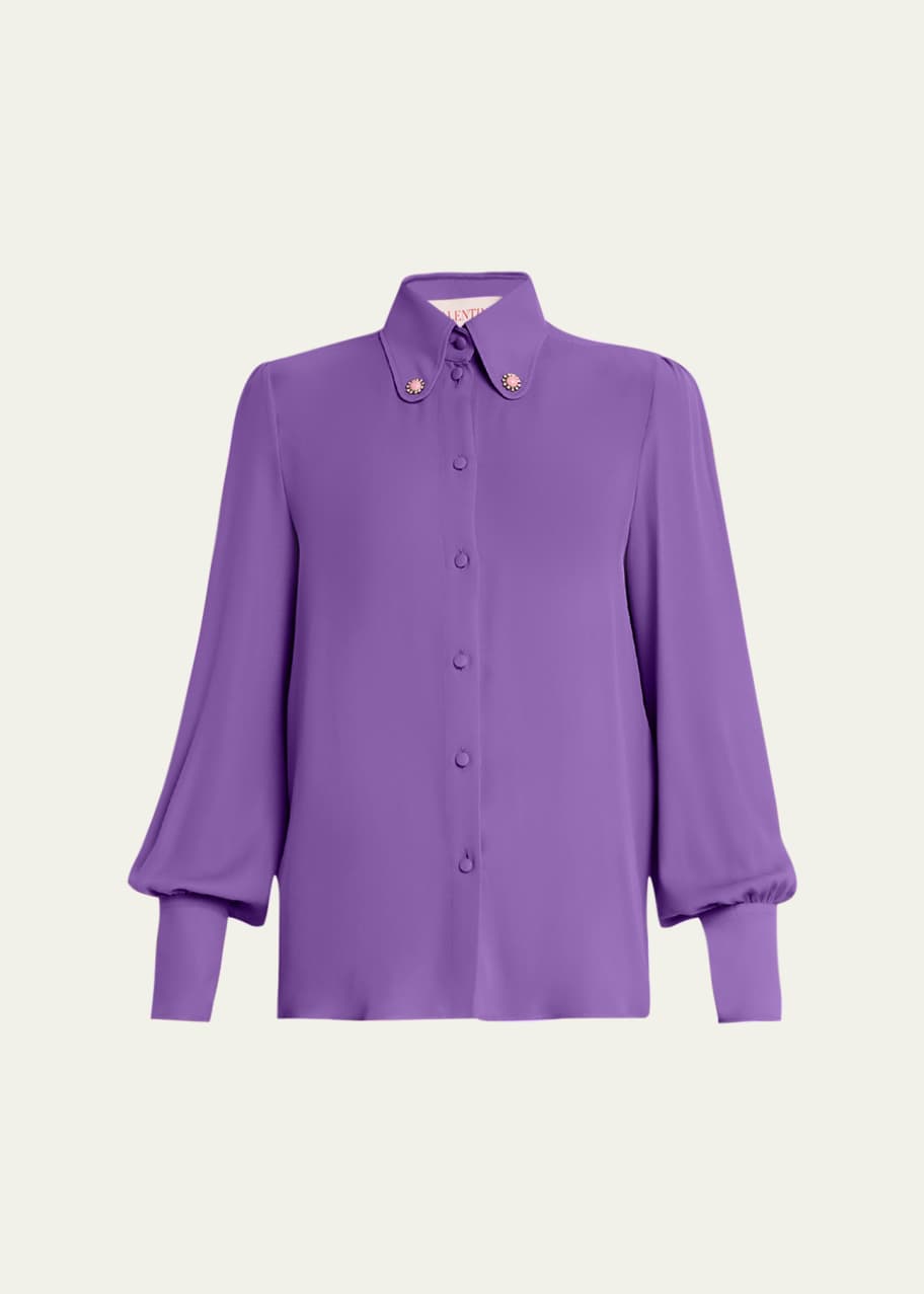 Image 1 of 1: Silk Button Down Blouse