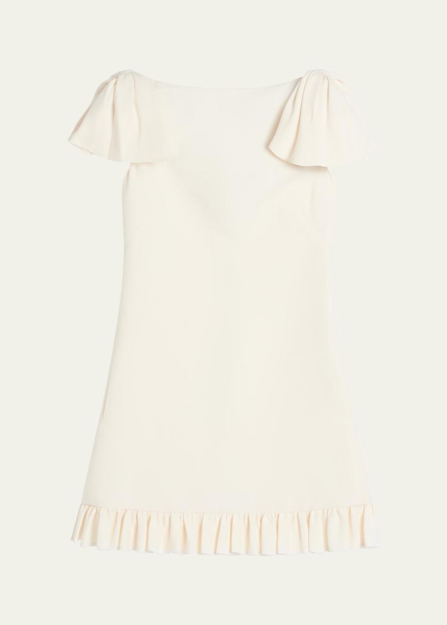 Valentino Garavani Ruffle Sleeve Wool Mini Dress - Bergdorf Goodman