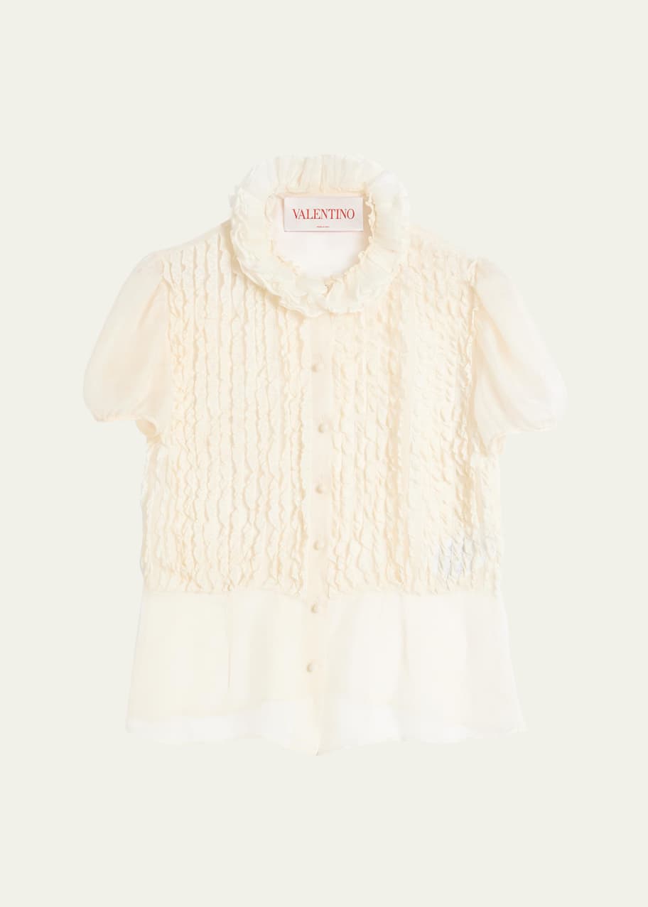 Image 1 of 1: Micro Ruffle Chiffon Blouse