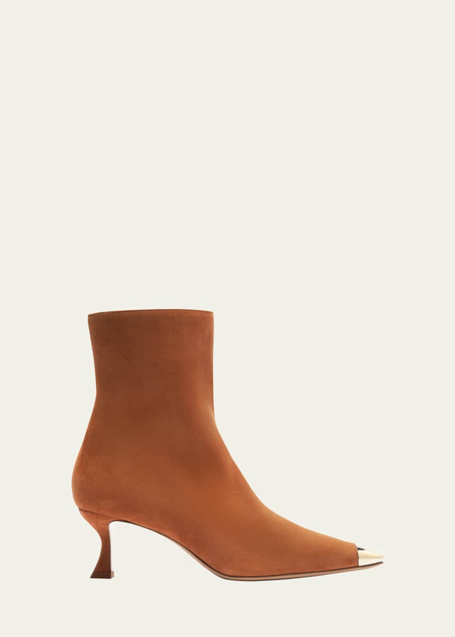 Image 1 of 1: Olivia Suede Cap-Toe Booties