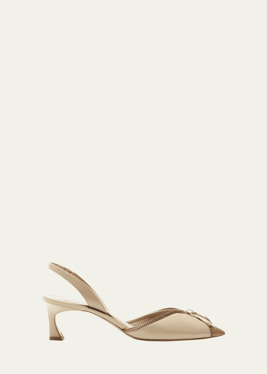 Image 1 of 1: Zoe Leather Zipper Slingback Pumps