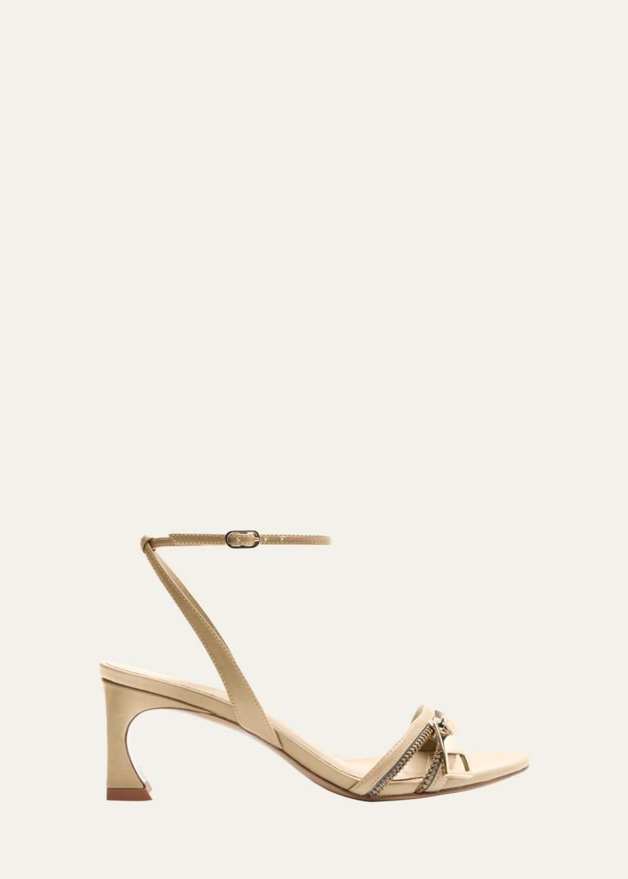 Image 1 of 1: Zoe Leather Zipper Ankle-Strap Sandals