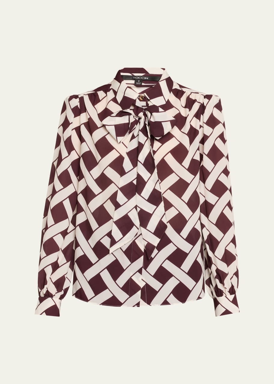 Image 1 of 1: Evie Basketweave Tie-Front Blouse