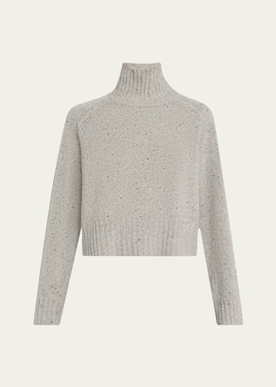 Image 1 of 1: Cashmere-Blend Cropped Turtleneck Sweater