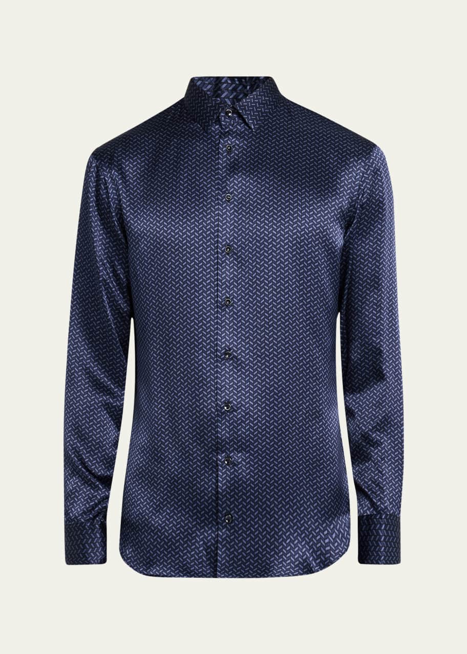 Giorgio Armani Men's Silk Chevron Dress Shirt - Bergdorf Goodman