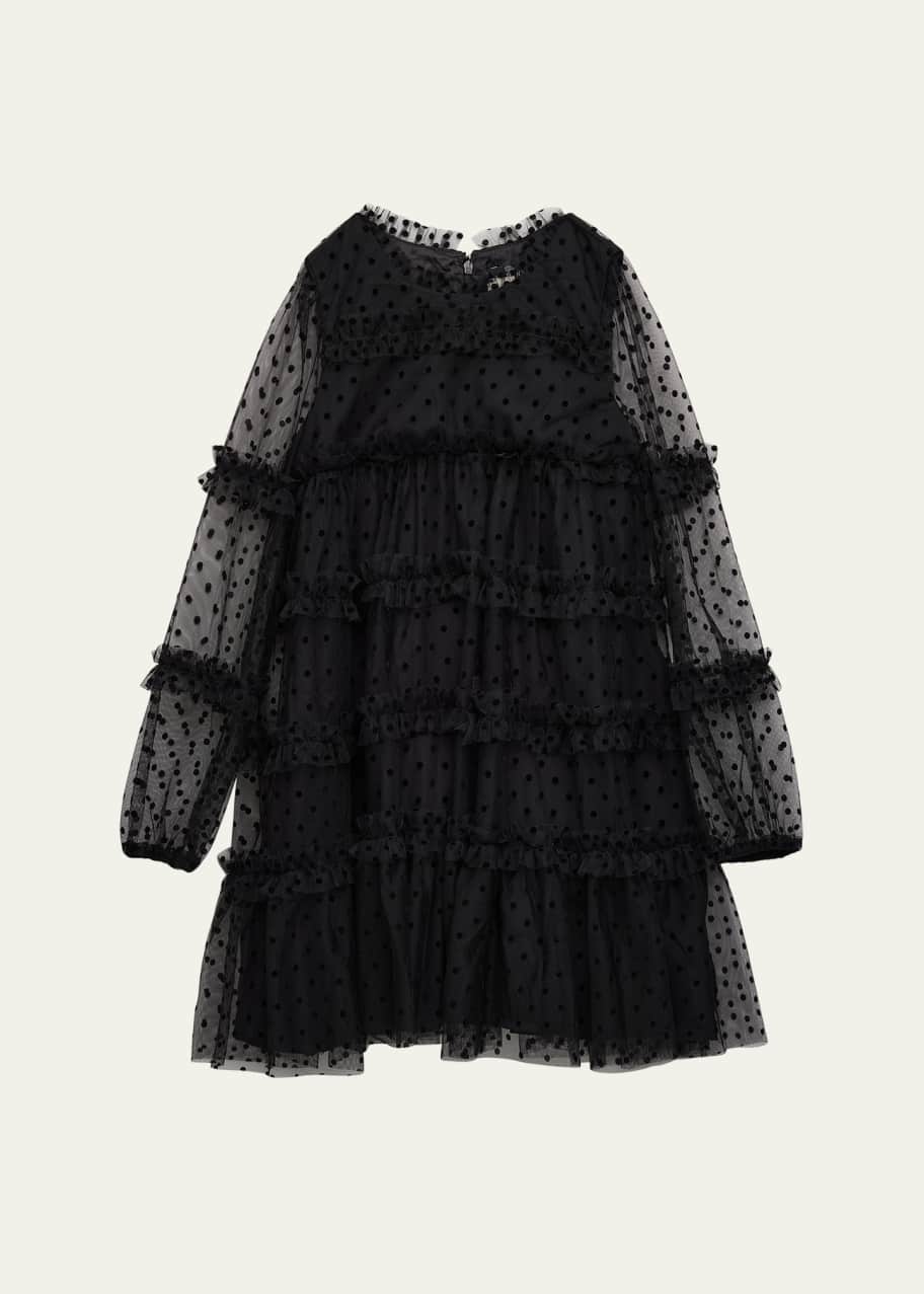 Image 1 of 1: Girl's Lyra Spot Tiered Mini Dress, Size 4-14