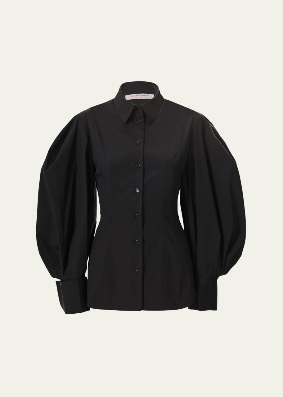 Image 1 of 1: Full-Sleeve Cotton Button-Down Top