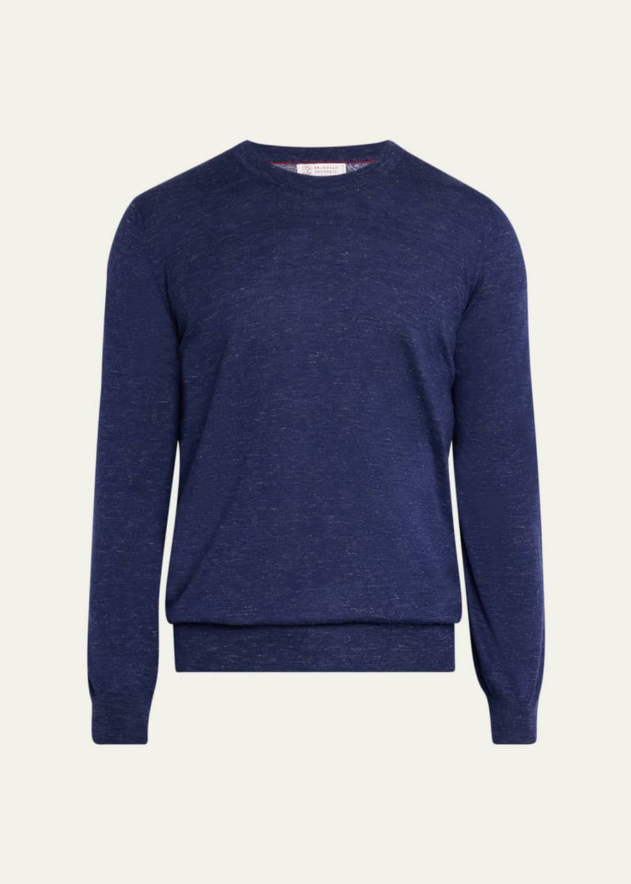 Image 1 of 1: Men's Cashmere, Silk and Linen Crewneck Sweater