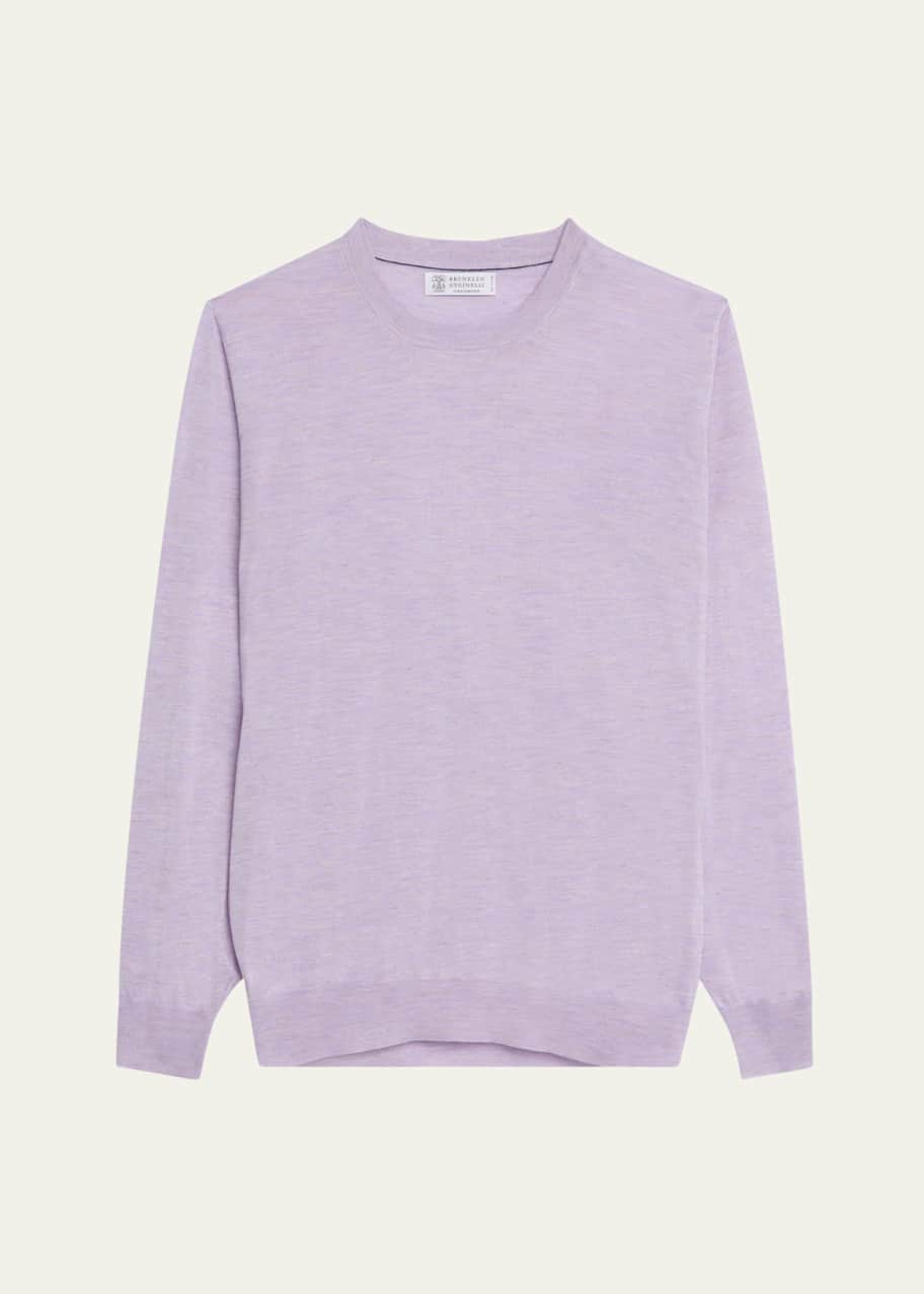 Image 1 of 1: Men's Cashmere, Silk and Linen Crewneck Sweater