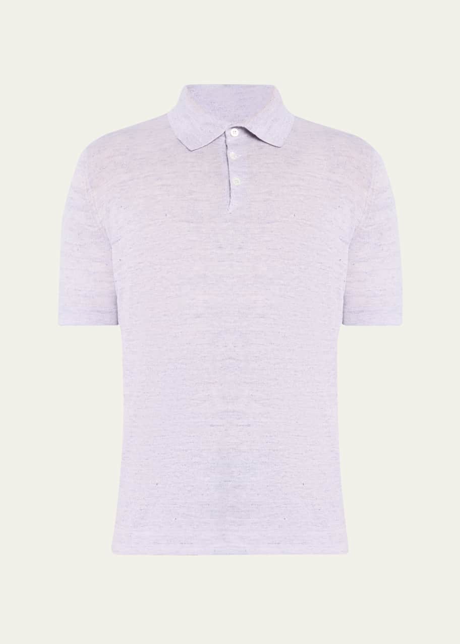 Image 1 of 1: Men's Linen and Cotton Polo Shirt