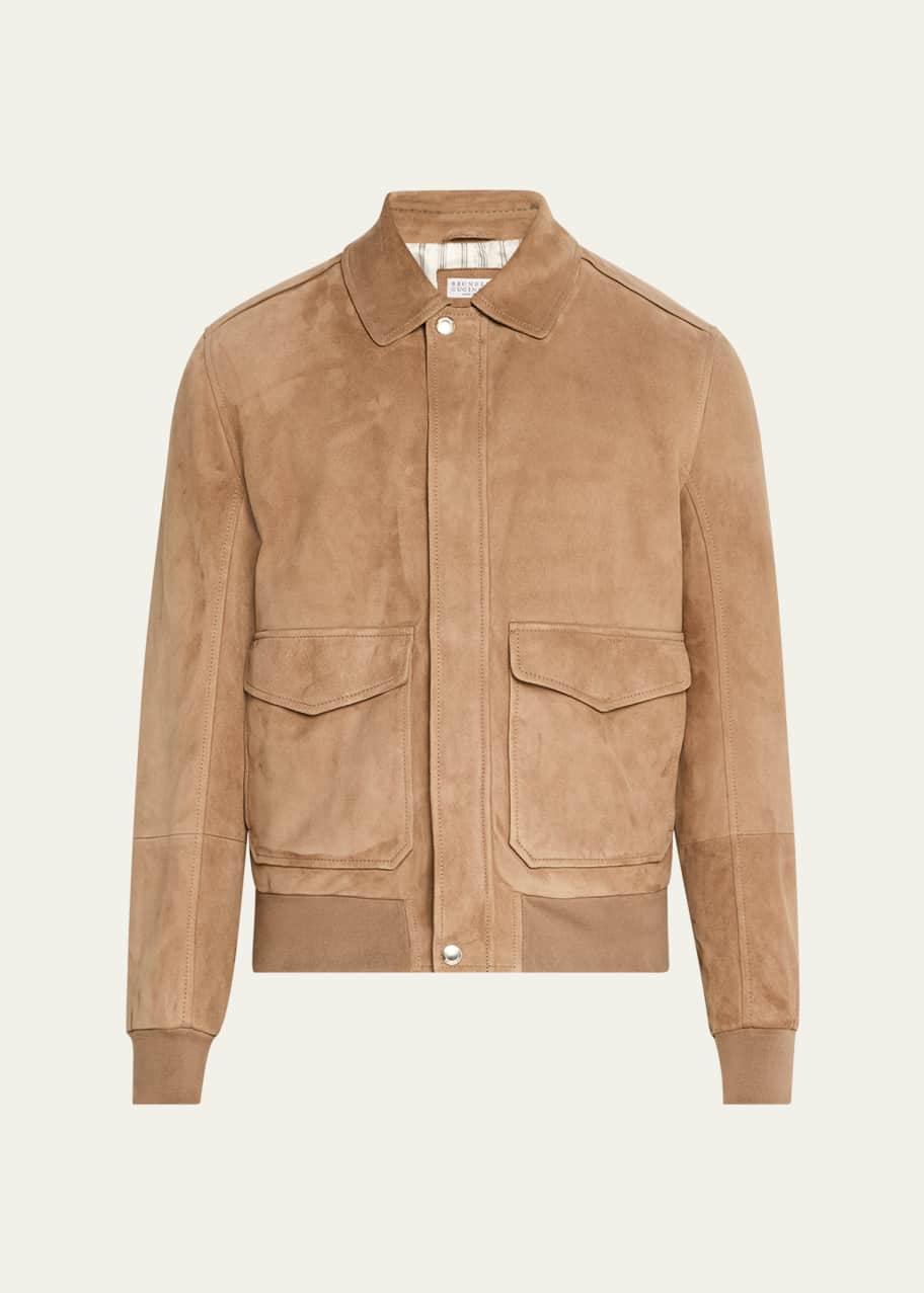 Image 1 of 1: Men's Suede Full-Zip Jacket