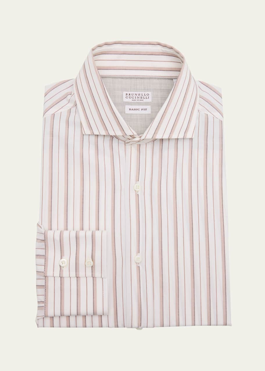Image 1 of 1: Men's Cotton Multi-Stripe Sport Shirt