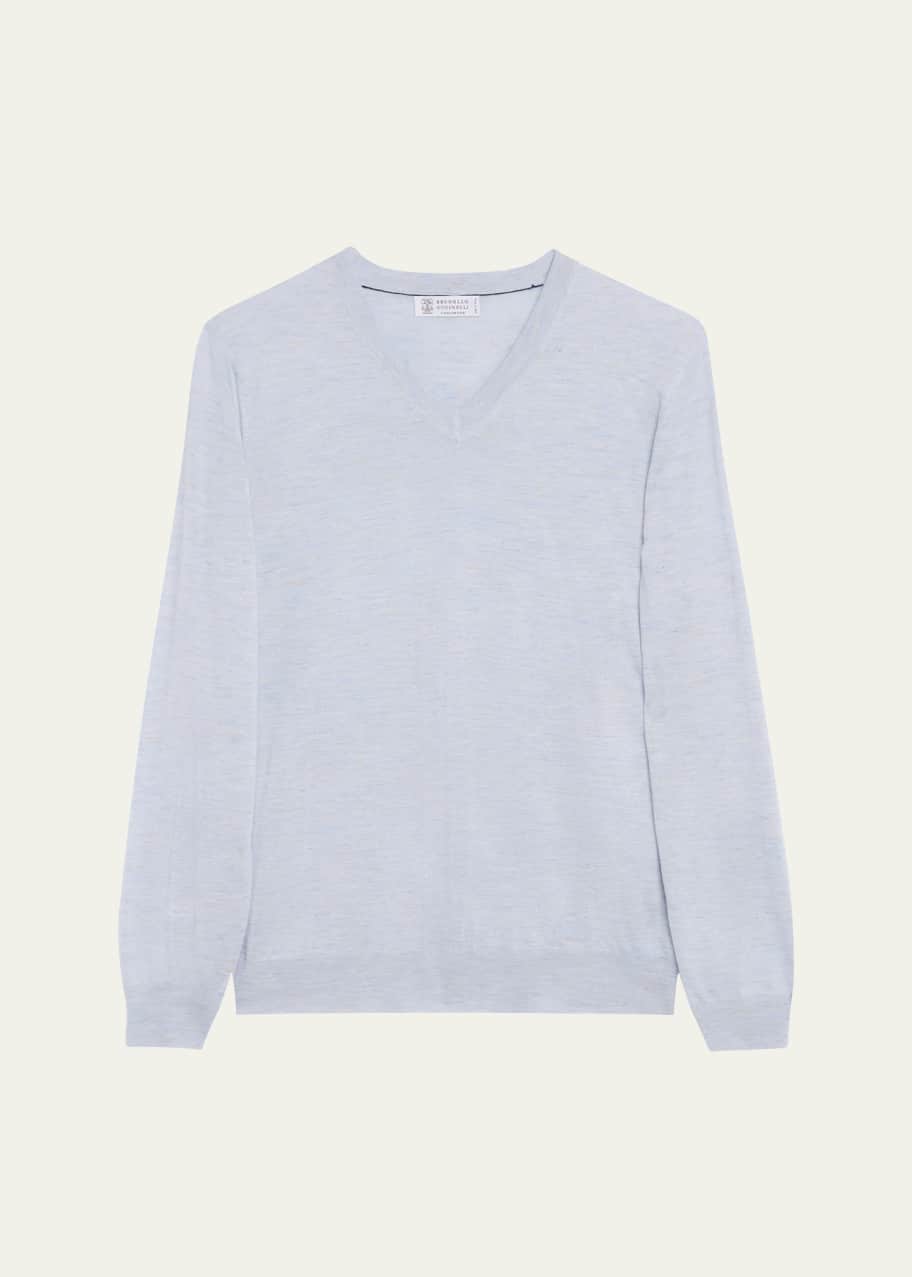 Image 1 of 1: Men's Cashmere-Blend V-Neck Sweater