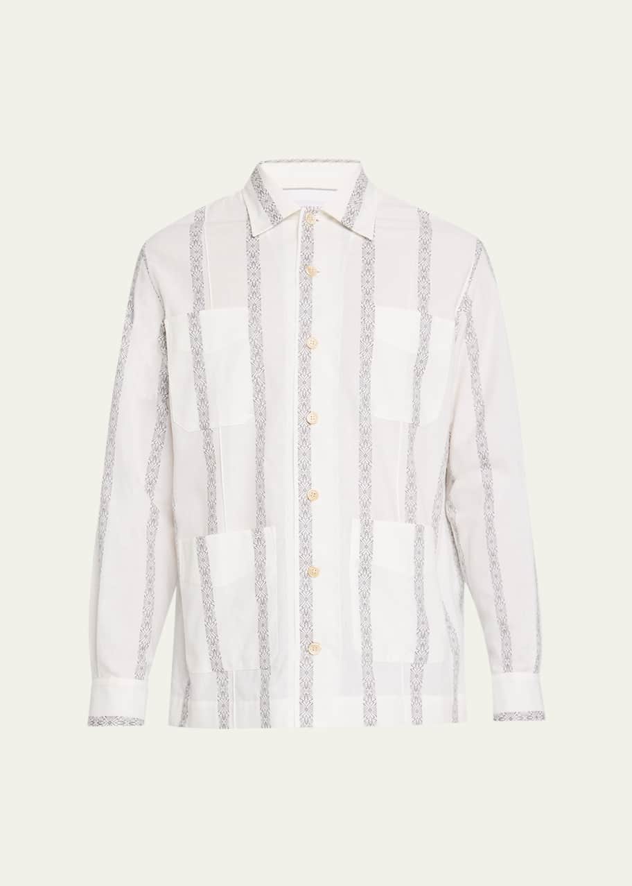 Image 1 of 1: Men's Cotton Pattern Stripe Sport Shirt