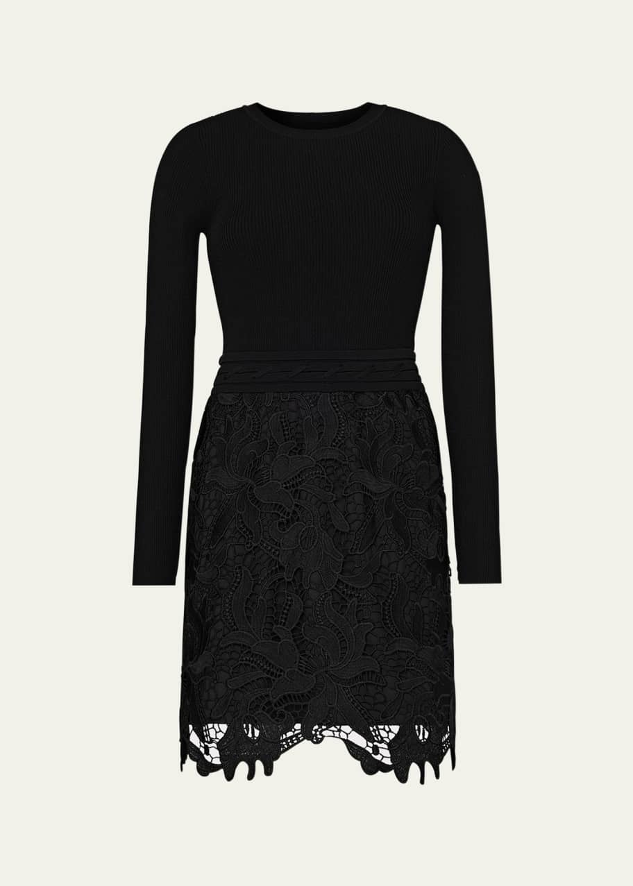 knee length dresses for ladies Tahlia Embroidered Floral Lace Dress in Fuchsia Pink main image 0