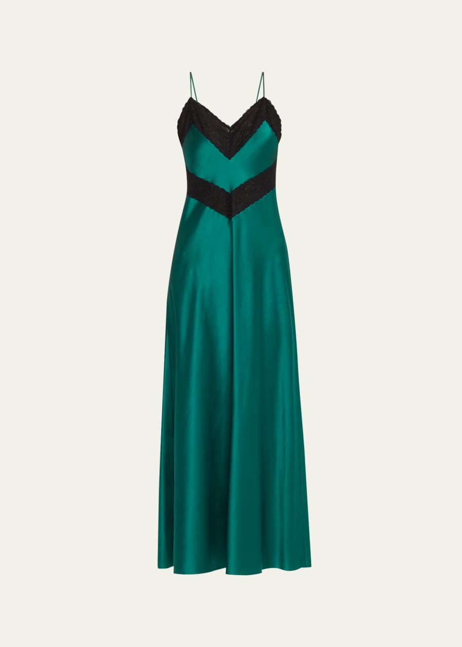 LoveShackFancy Serita Lace-Trim Silk Maxi Dress - Bergdorf Goodman