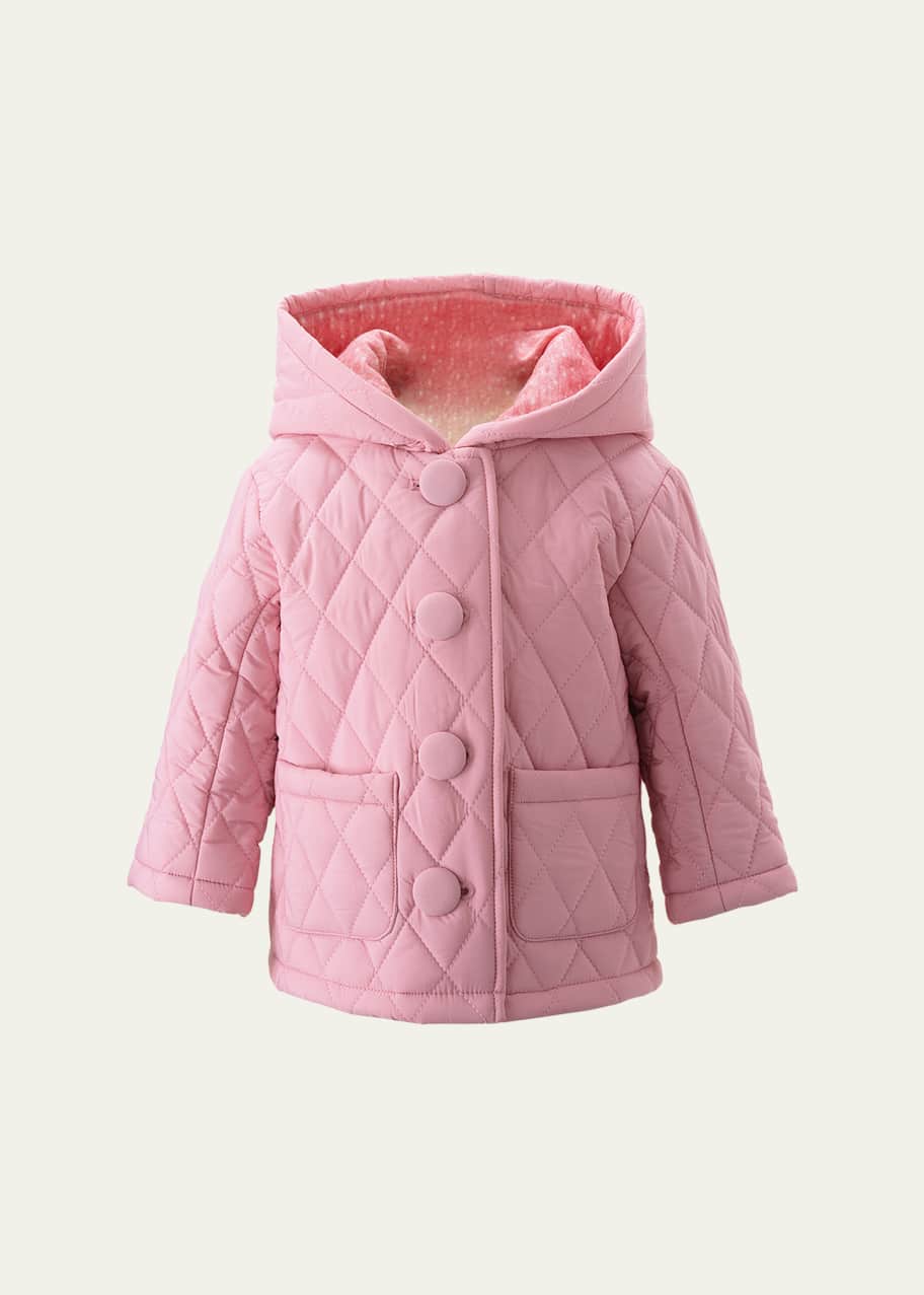 Image 1 of 1: Girl's Hooded Quilted Jacket, Size 2-6