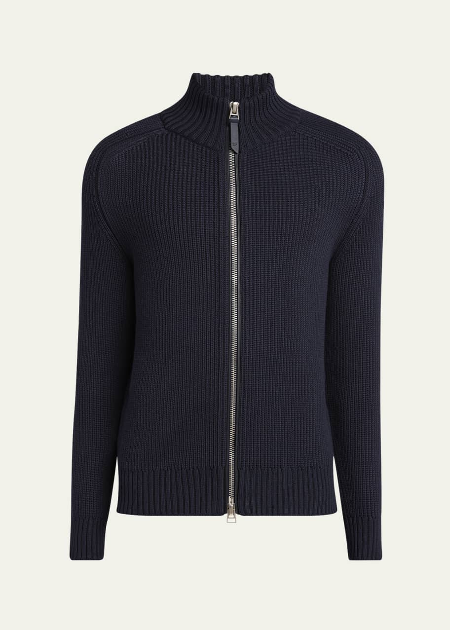 TOM FORD Men's Ribbed Full-Zip Sweater - Bergdorf Goodman