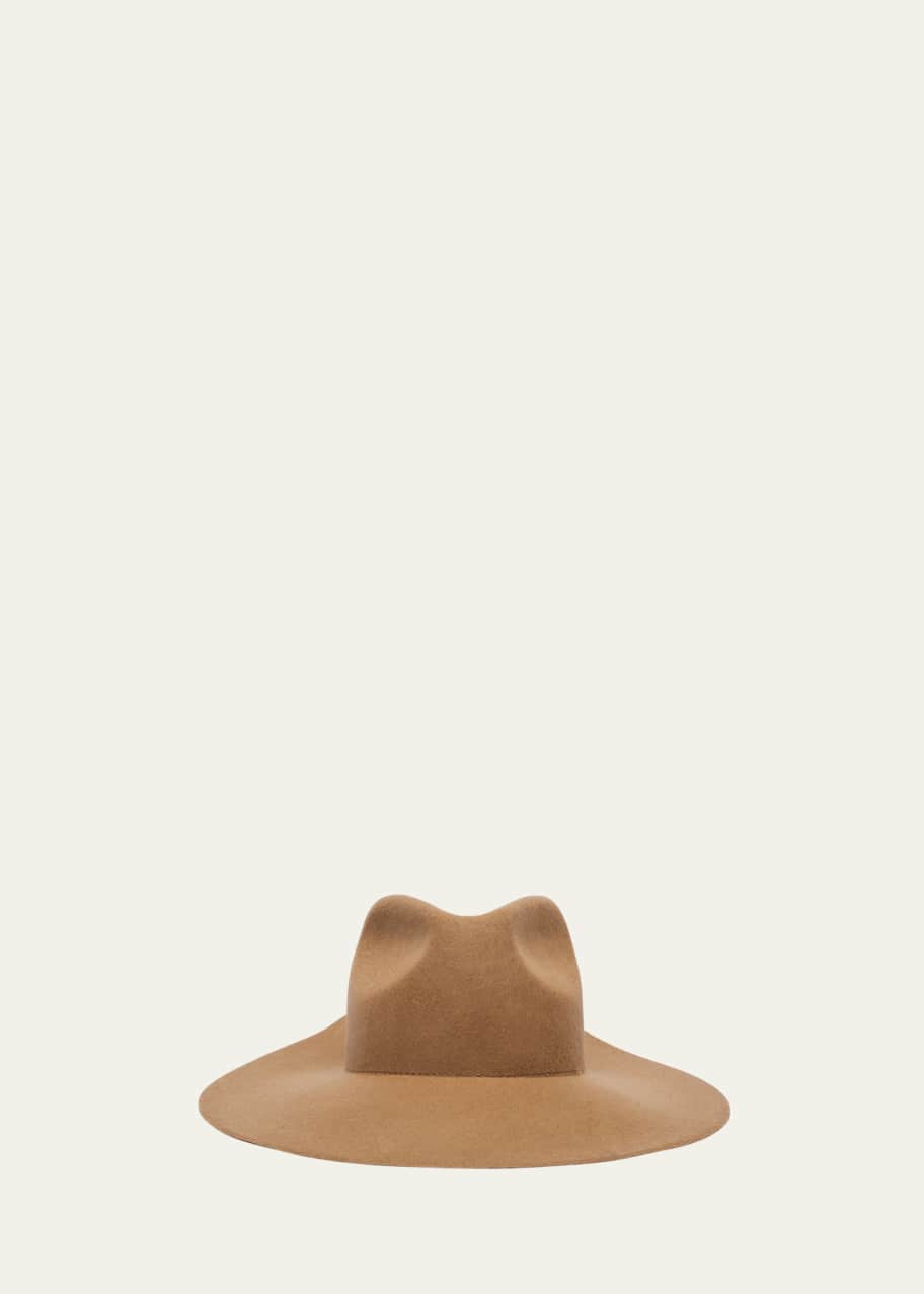 Image 1 of 1: Zama Wool Wide Brim Fedora W/ Gold Logo Hardware