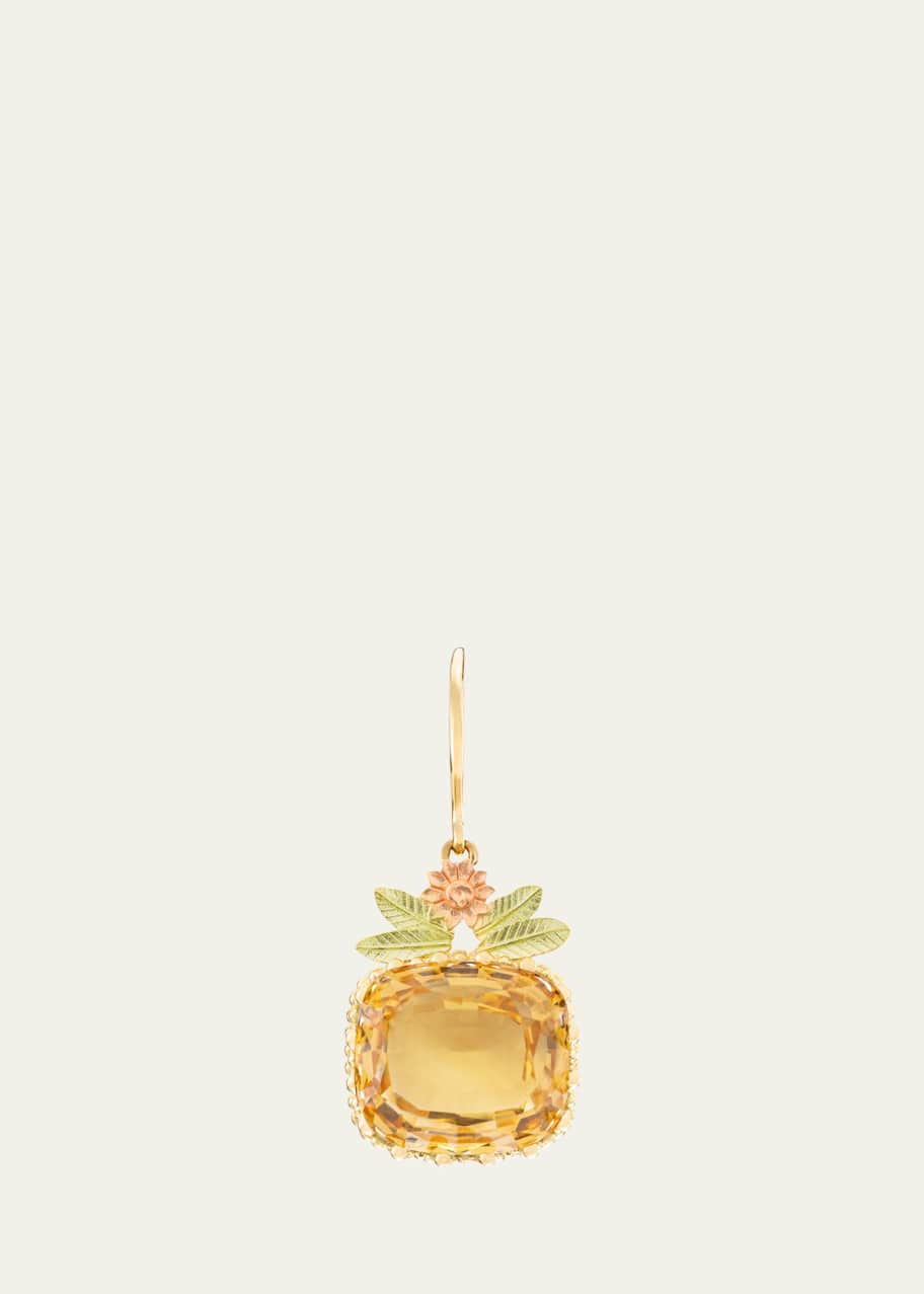 Image 1 of 1: Pierreries 18K Yellow, Green, and Rose Gold Citrine Flower Earring, Single