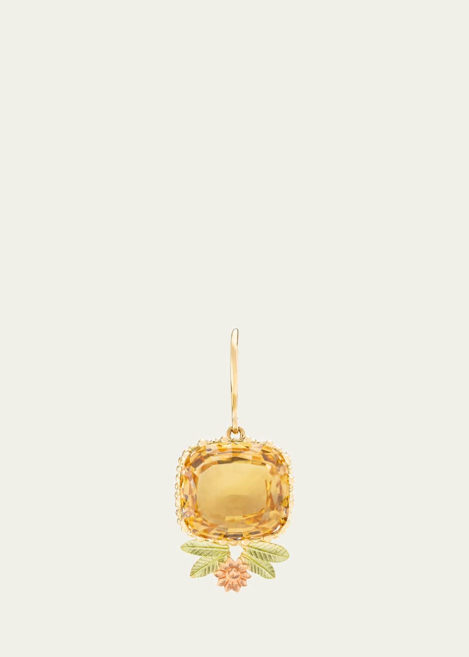 Image 1 of 1: Pierreries 18K Yellow, Green, and Rose Gold Citrine Flower Earring, Single