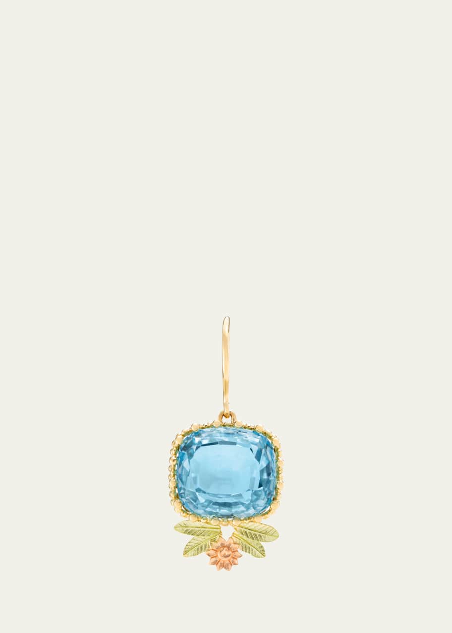Image 1 of 1: Pierreries 18K Yellow, Green, and Rose Gold Blue Topaz Flower Earring, Single