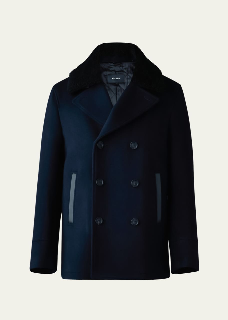 Image 1 of 1: Men's Cole Wool Peacoat with Shearling Collar