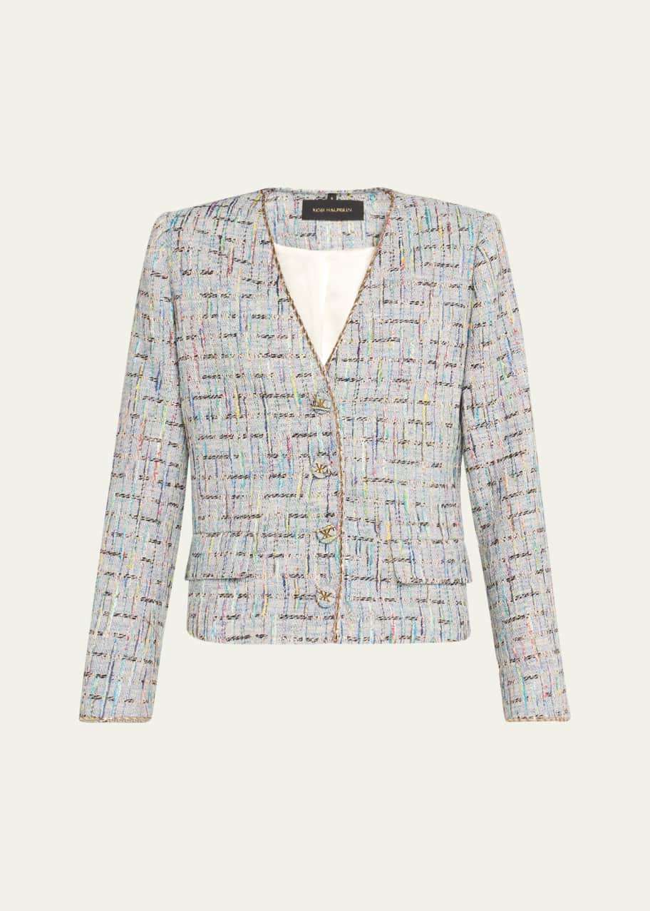 Image 1 of 1: Lily Metallic-Trim Tweed Jacket