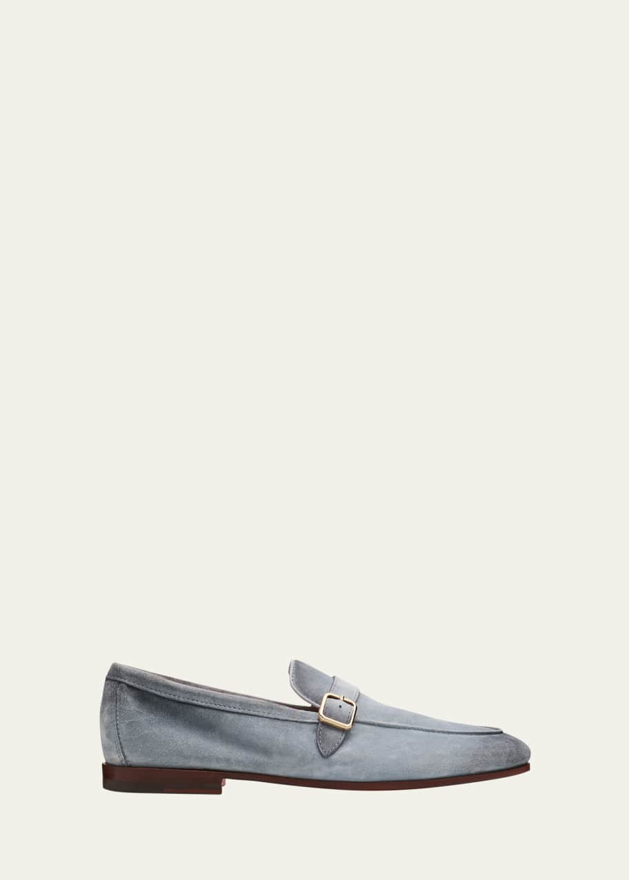 Image 1 of 1: Men's Donor Suede Buckle-Strap Loafers