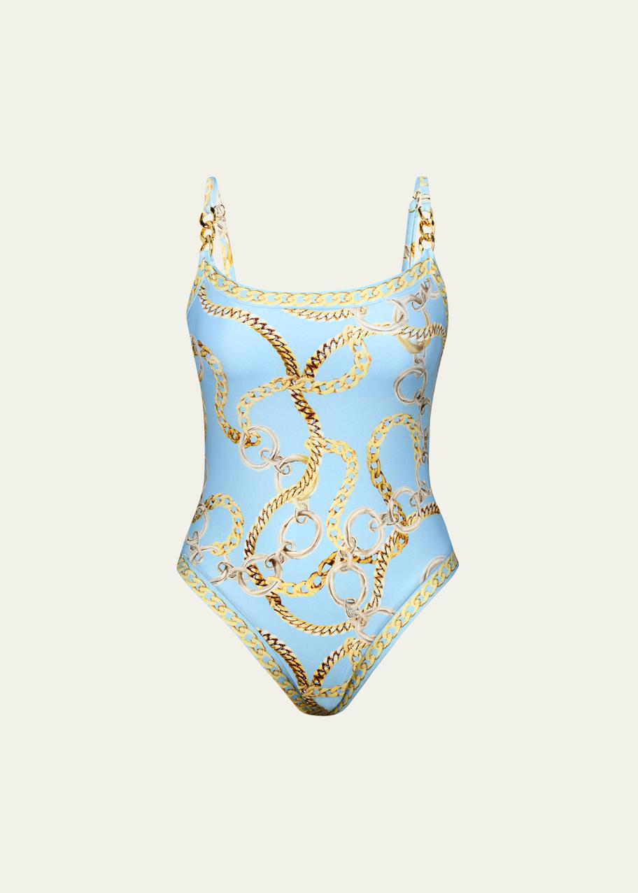 L'AGENCE Remi Oversized Chain One-Piece Swimsuit - Bergdorf Goodman