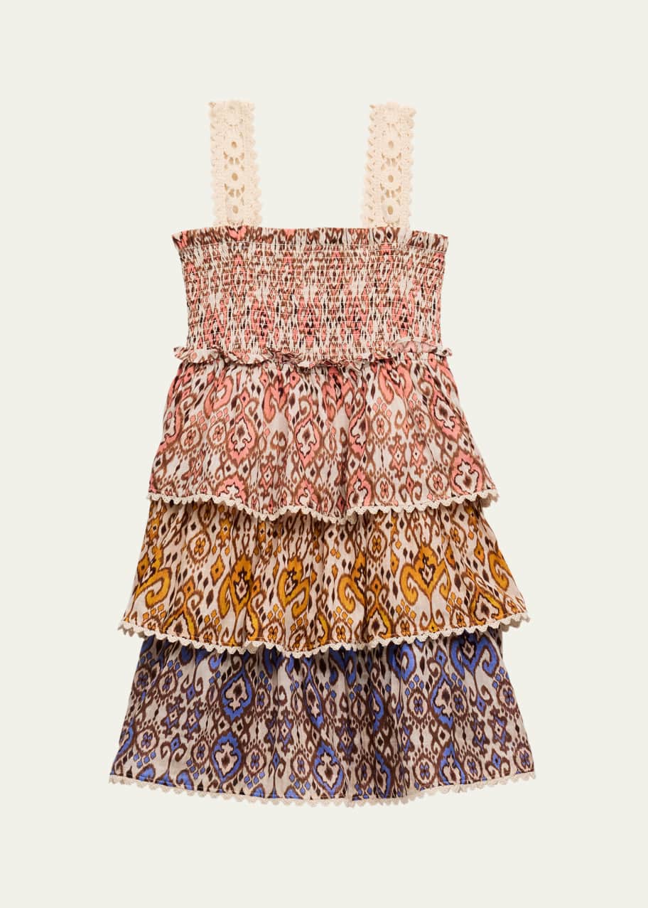 Image 1 of 1: Girl's Wylie Tiered Multicolor Paisley-Print Dress, Size 1-12