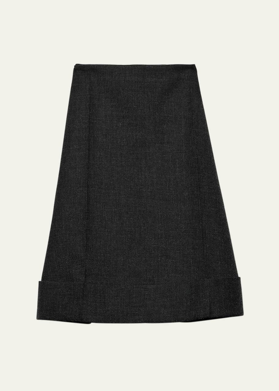 【Misapi】Prada Wool Skirt Prada A-Line Midi Wool Skirt - Bergdorf Goodman