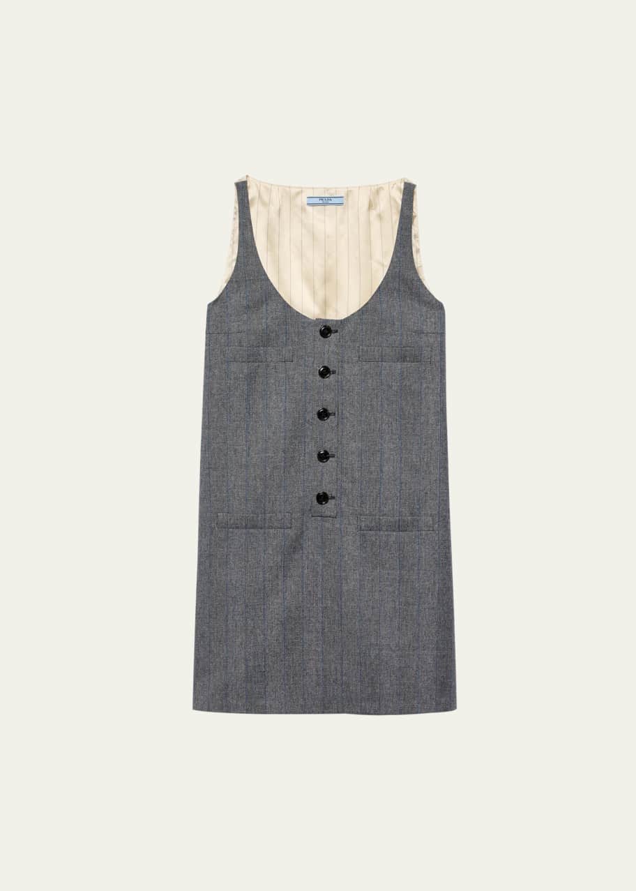 Prada Pinstripe Silk Back Wool Mini Dress - Bergdorf Goodman