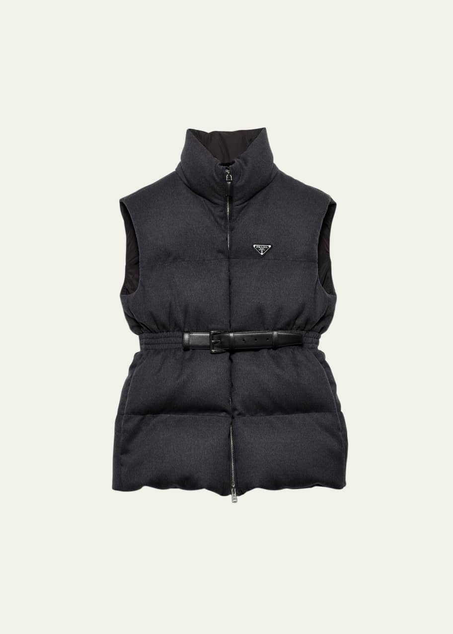 ジャケット・アウター FW1999 PRADA WOMEN VEST JACKET Prada Leather Belted Wool Puffer Vest - Bergdorf Goodman
