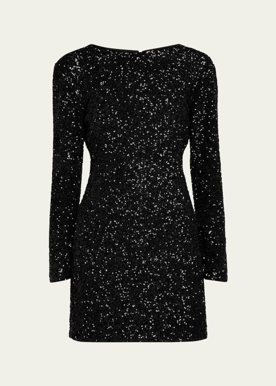Image 1 of 1: Long-Sleeve Sequined Mini Dress