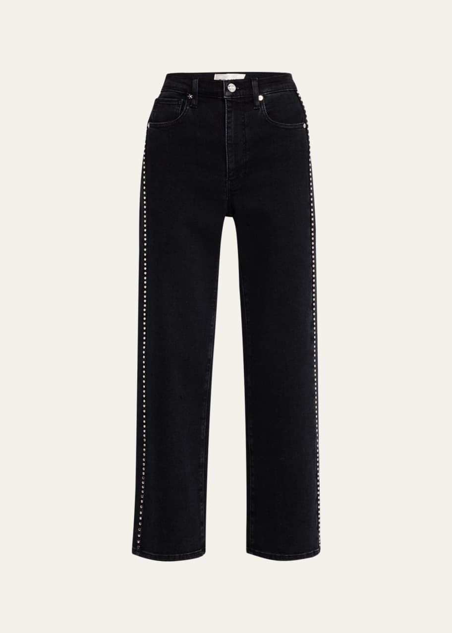 FRAME Le Sleek Straight Studded Jeans - Bergdorf Goodman