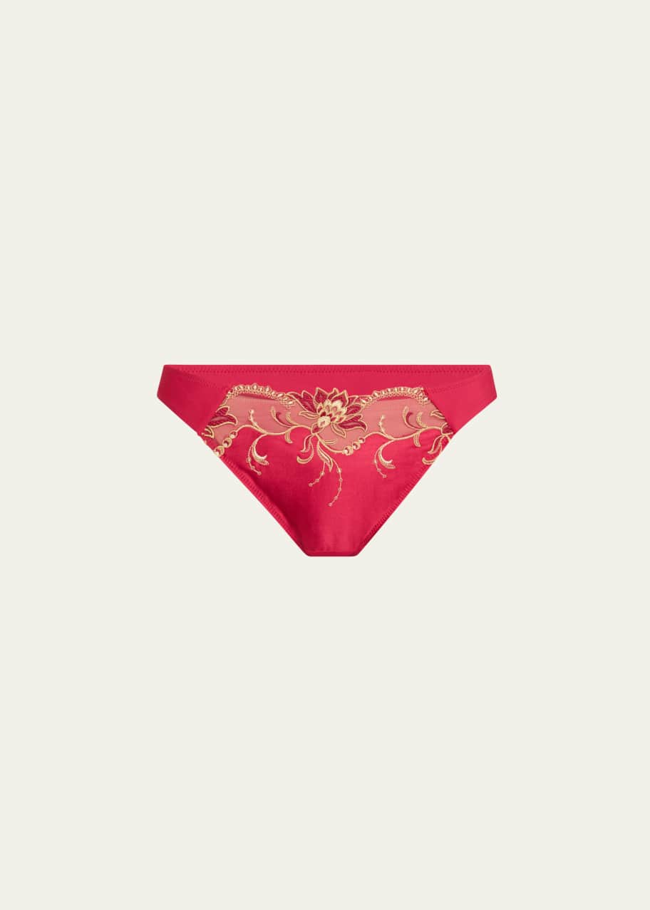Image 1 of 1: Eblouissante Icone Embroidered Satin Thong