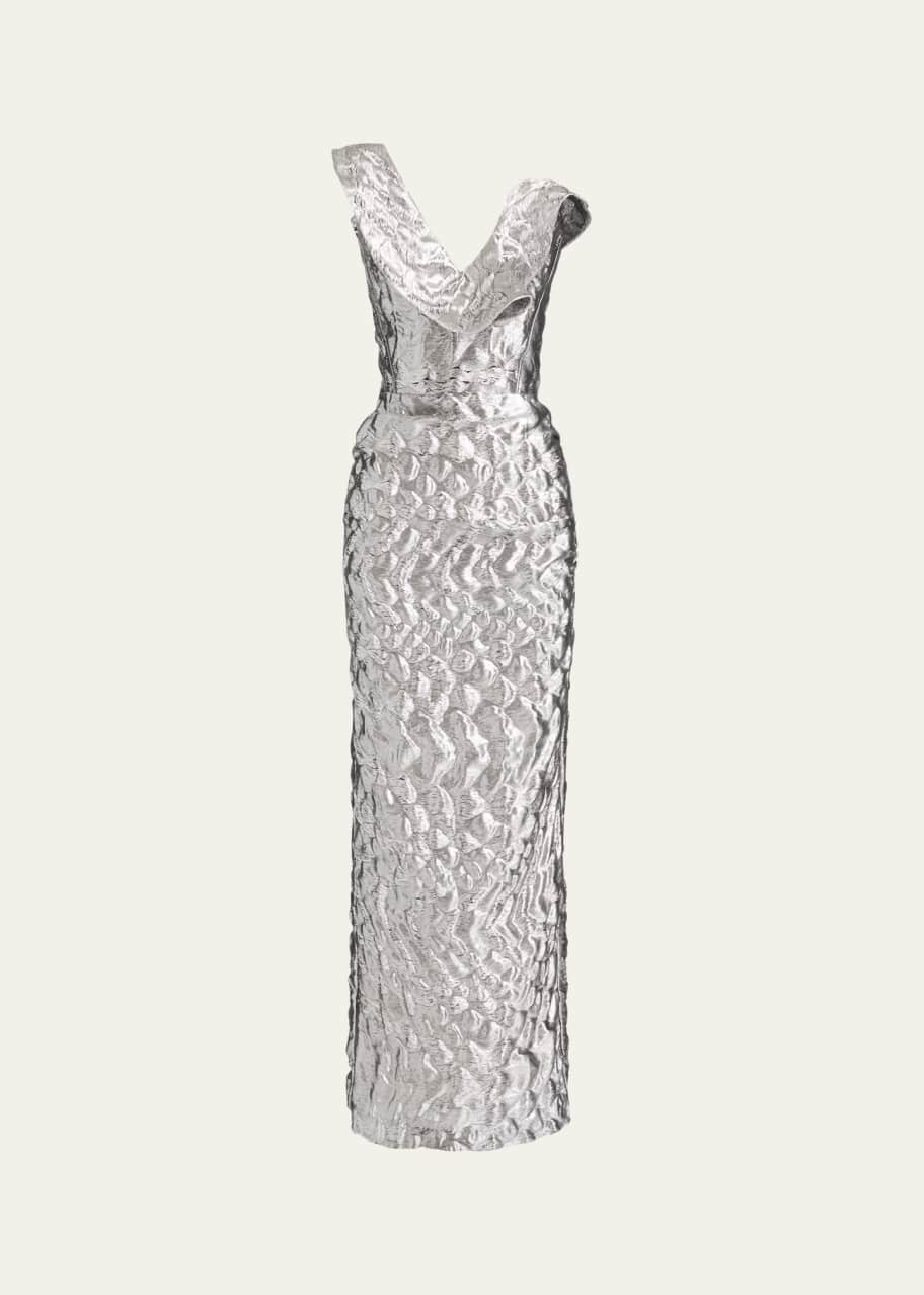 Maticevski Requiem Strapless Ruffle Metallic Midi Dress - Bergdorf