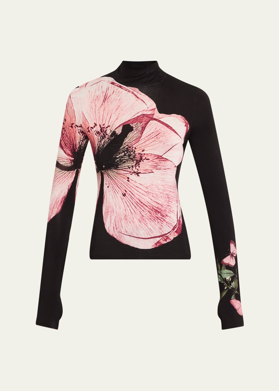 Image 1 of 1: Luna Floral Delaina Long-Sleeve Turtleneck Top